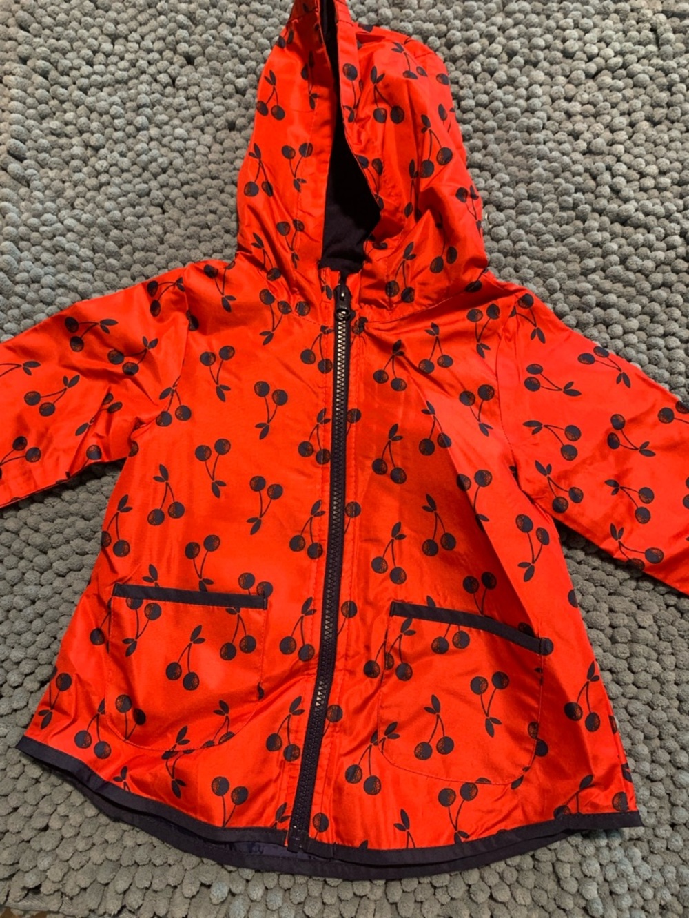 Joules Red Hooded Cherry-Print Raincoat kids